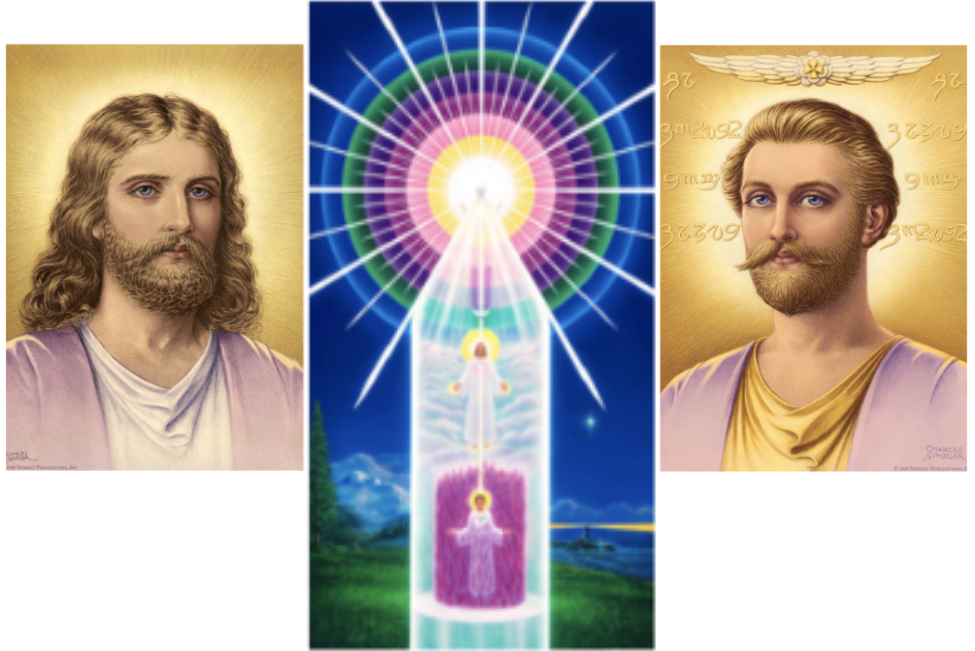 Poster van de IK-BEN-Aanwezigheid & Jezus Christus en Saint Germain | Poster of the I AM Presence & Jesus Christ and Saint Germain |